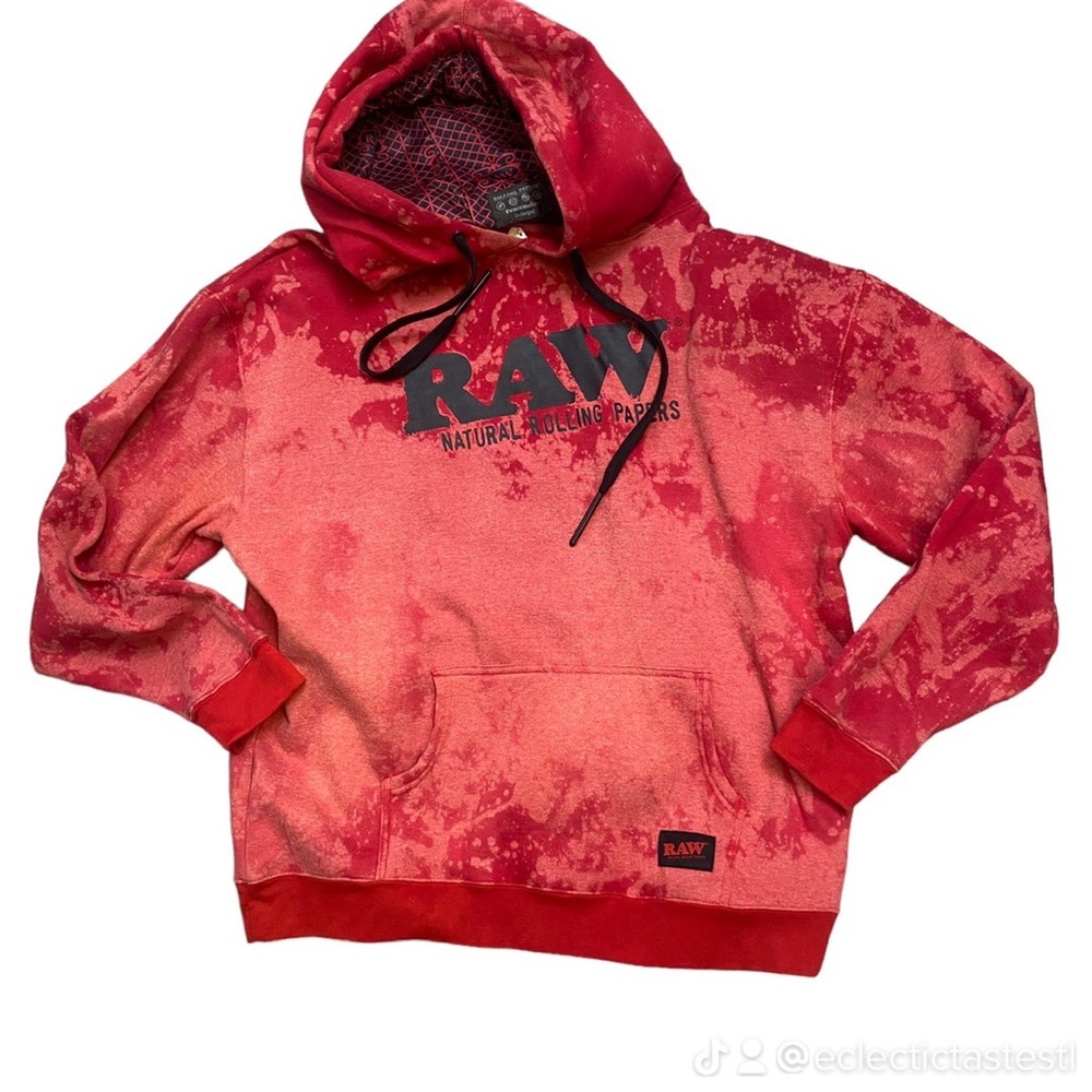 RAW Red Bleached Hoodie size XL